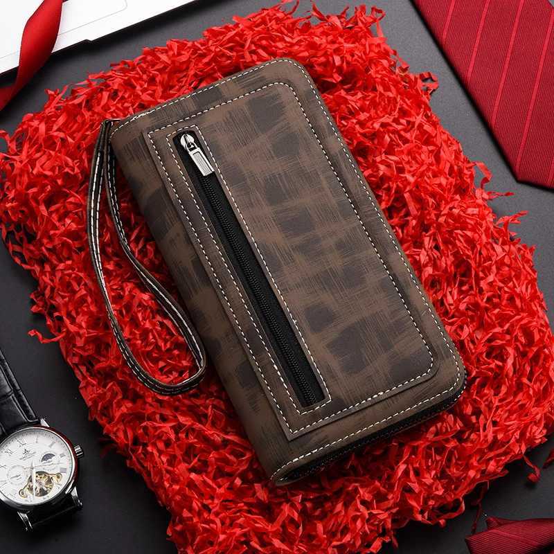 Mens Long Wallet Vintage Zipper Coin Purses Card Holder Business Clutch Bag Phone Money Purses Porable PU Leather Wallet H2511071