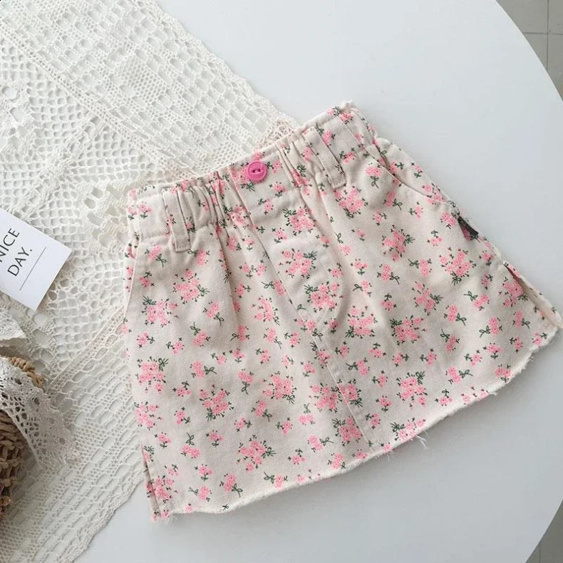 Baby Stylish Cute Sweet Pink Floral Skirts Summer Fashionable Girls Short Skirt Korean Children A-line Skirt Kids Clothes 250408