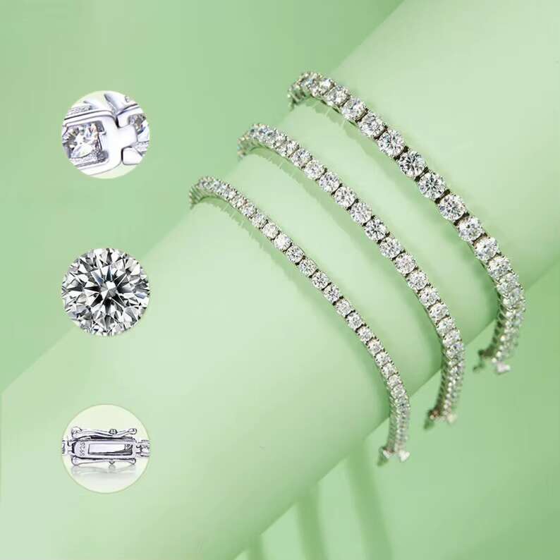 2mm/3mm/4mm Fine Bracelets Tennis Bracelet 925 Silver D Color VVS Moissanite Tennis Bracelet