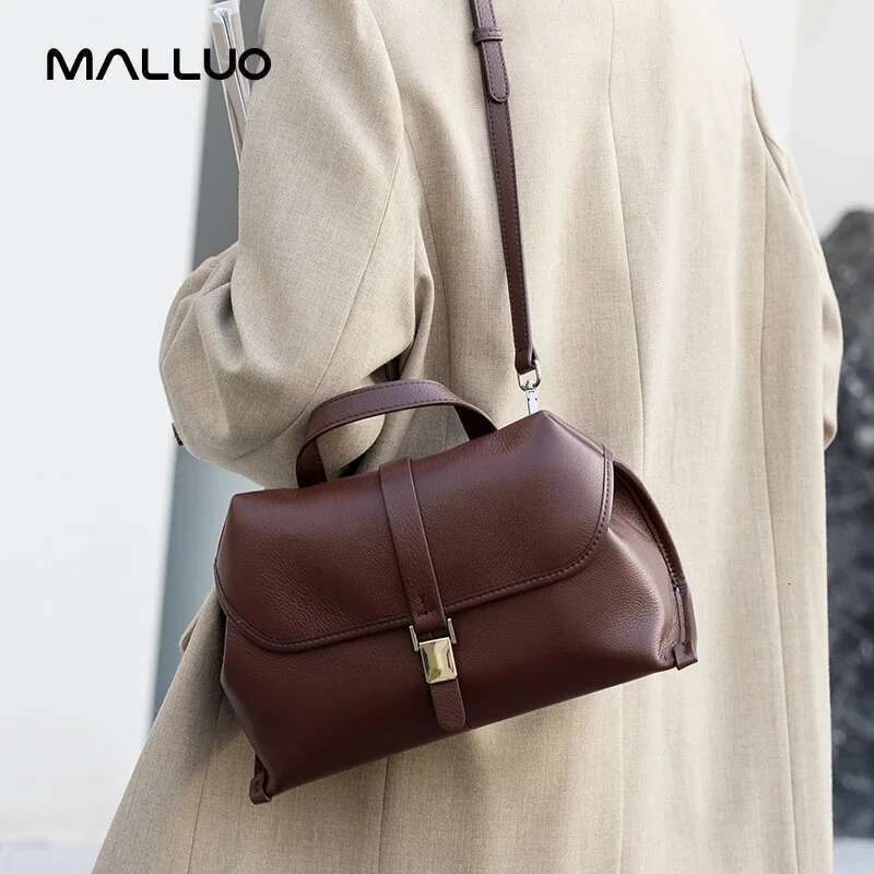 Women Cowhide Genuine Leather Shoulder Ladies Solid Fashion Handbag Designer Crossbody Bags Female Minimalist Bag