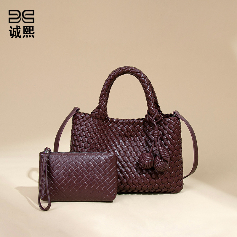 Braided Handbag For Women Fashion PU Tote One Shoulder Crossbody Designer Bag