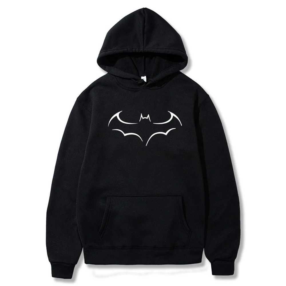 Mens Bat Printed Loose Fit Hoodie Casual Round Neck Warm Autumn Fashion Mens Sportswear W250408