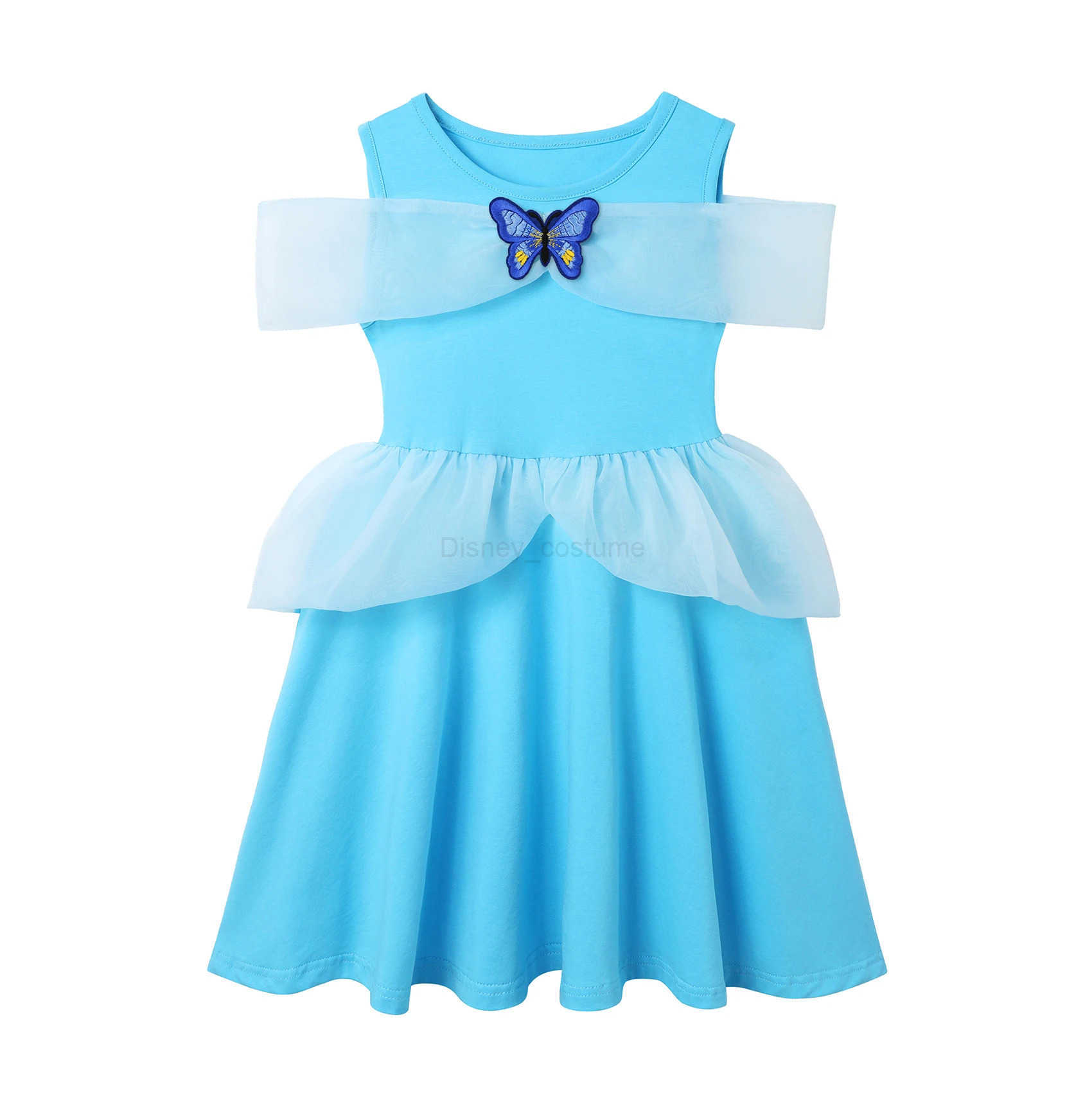 Disney Sunmmer Girls Dress Sleeveless Patchwork Princess Dress Casual Belle Moana Daily Vestidos Children Clothing Pajamas Sweet Girl X250408