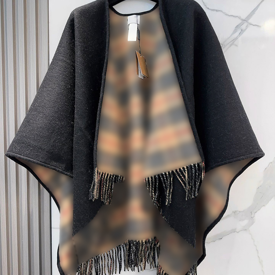 Designer Cloak Luxury Shawl Women's Cape Overcoat Spring Fashionable Outwear Thin Long Sleeved Cloak Shawl Jacket Casual Versatile Two-way Reversible