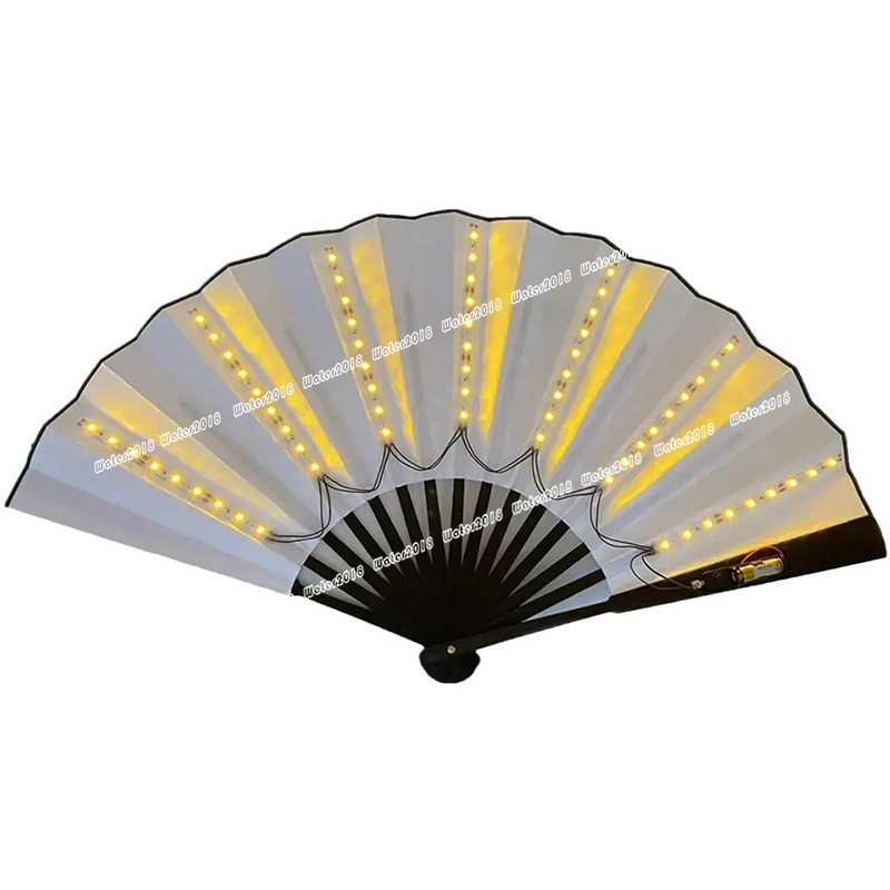 13inch Luminous Folding Rave Fan Led Play Colorful Hand Held Abanico LED Fans For Dance Neon DJ Night Club Party