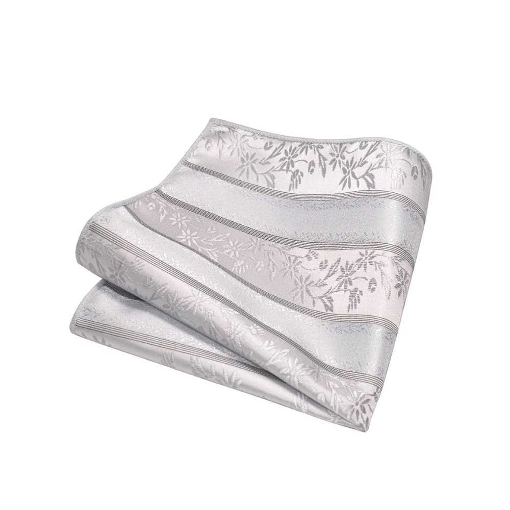 JEMYGINS White Gray Sliver Mens Ties Hanky Cufflinks Tie clip Set 8cm Silk Neck ties For Men Wedding Party Business Gift X250407