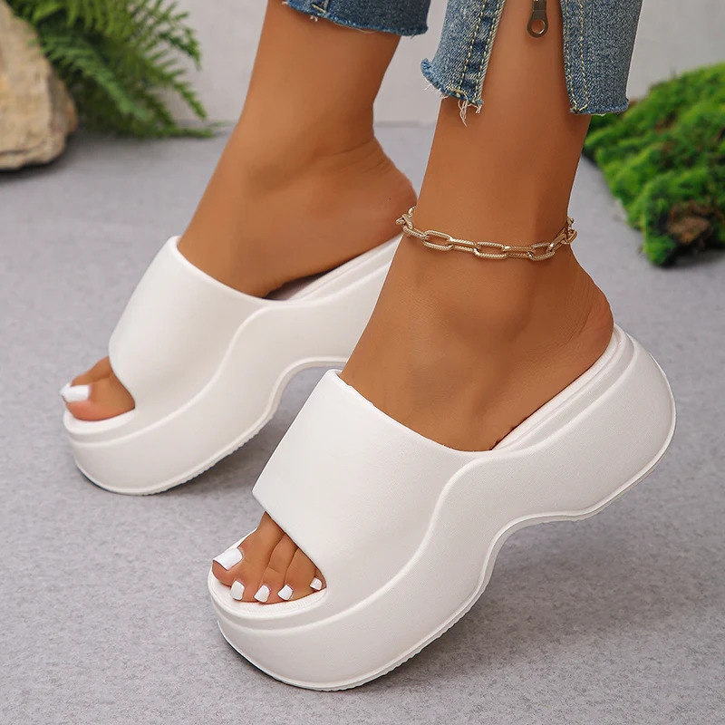 Womens Casual Solid Color Eva Platform Slippers Summer Beach Thick Sole Slides Woman Indoor Outdoor Comfy Slip On Wedge Sandals 250408