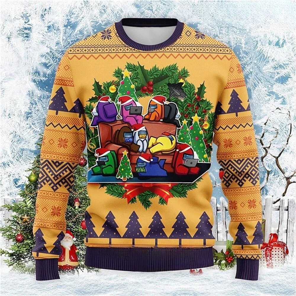ugly Christmas Sweater Mens Sweater Snowman Pullover Jumper New Years Eve Daily Vacation Long Slve Crewneck Fall Winter 2025 S251110