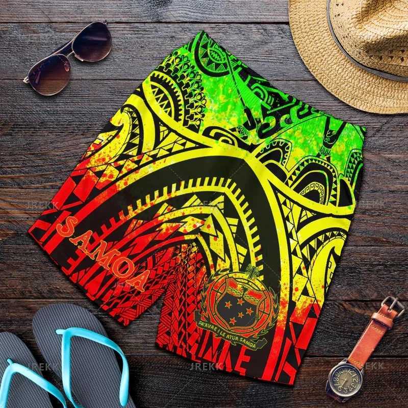 New retro 3D printed Samoa emblem beach shorts fashionable streetwear board shorts unisex cool swimming shorts mens swimming trunkXJ250407