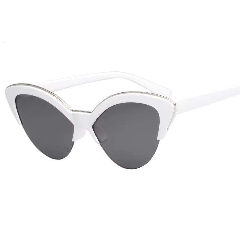 Half Frame Leopard Triangle Cateye Women Square Shades Ladies Uv400 Sunglasses