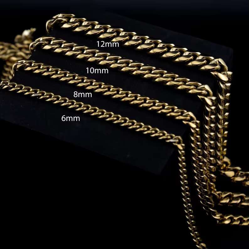 Gold Plated High Quality 6/8/10/12mm Miami Cuban Necklace 925 Sterling Silver Hiphop Cuban Link Chain