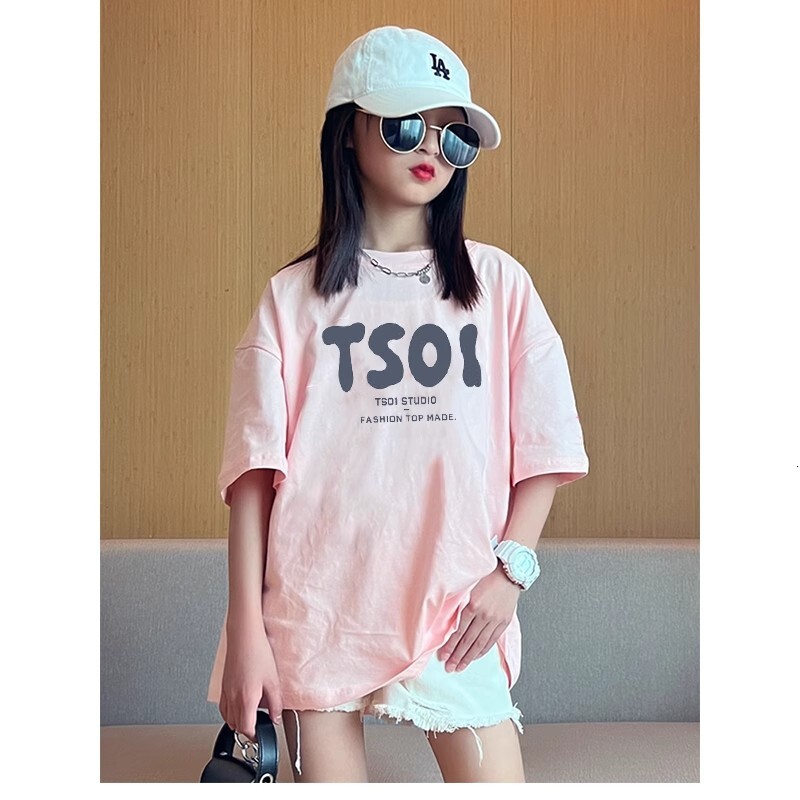 Ddmyshoesvip Pure Cotton Girls Short Sleeved Summer New Item Medium And Large Letter Printed Children S T Shirt Top Trend