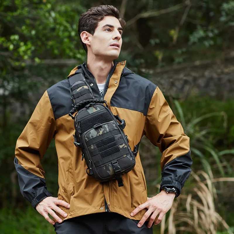 Camouflage outdoor chest bag for men and women single shoulder diagonal cross bag sports mountaineering travel backpackC250407