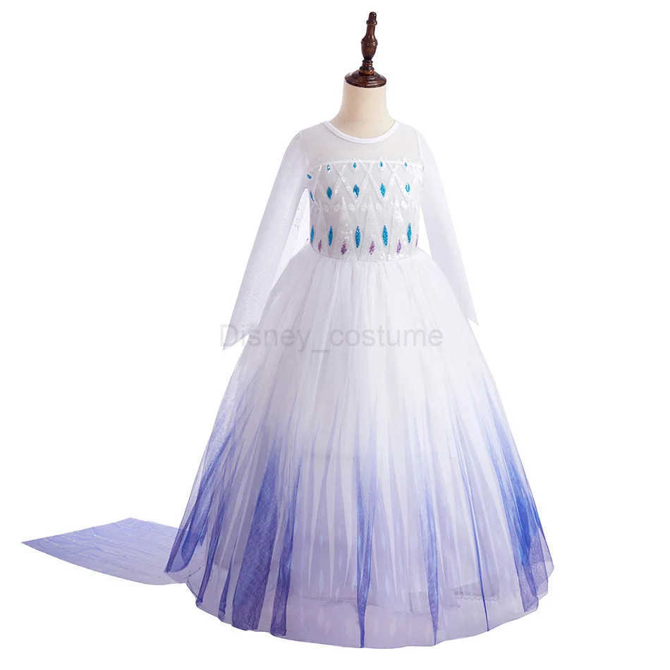 Disney Childrens Frozen Birthday Party Princess White Dress Elsa Sleeping Glitter Mesh Vest Role Playing Dress Carnival Girls Clothing X250408