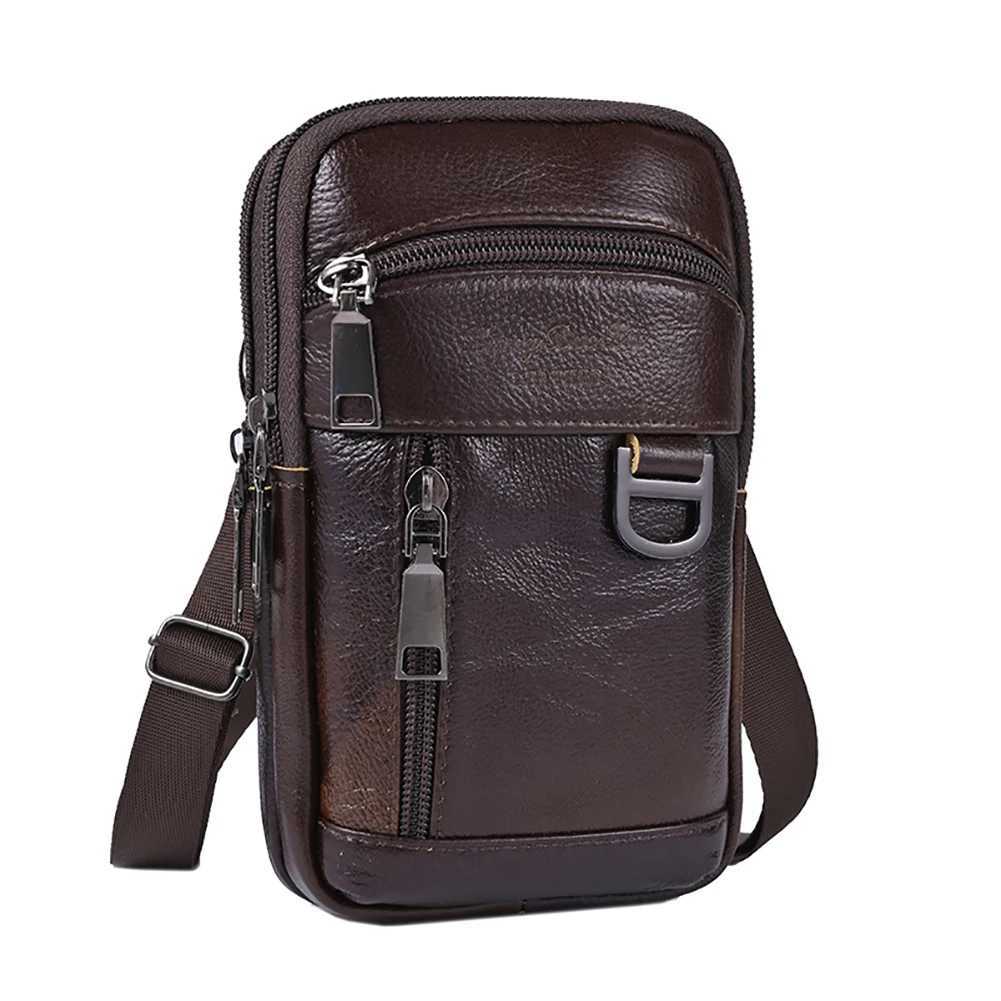 Mens FAshion Cross Bag Waterproof Leather Shoulder Bag Lightweight Waist Bag Mens Travel Outdoor Bag Z250407