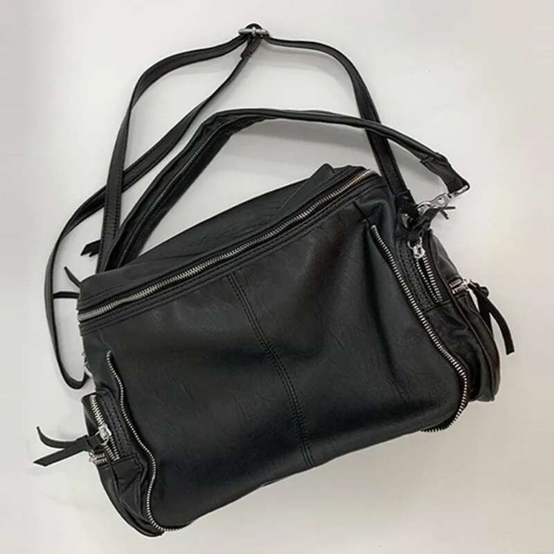 MBTI Black Fashion Shoulder For Women Gothic Large Capacity Simple Mens Tote Bag Pu Leather Designer Advanced New In Handbag