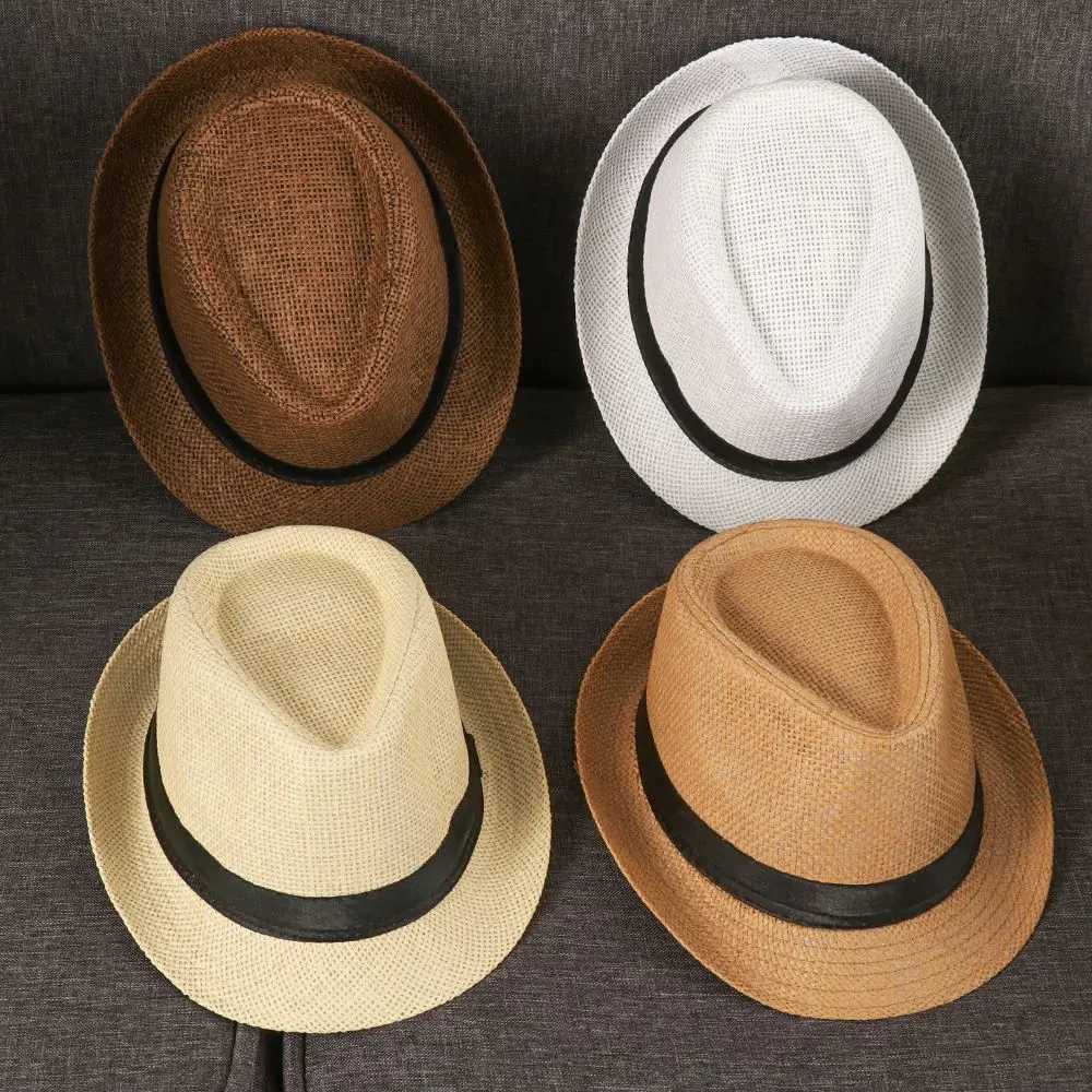 Fashion Beach Sun Summer Wide Brim Straw Panama Casual Jazz Dr Hat Cowboy Fe Hat Gangster UnisexC250407