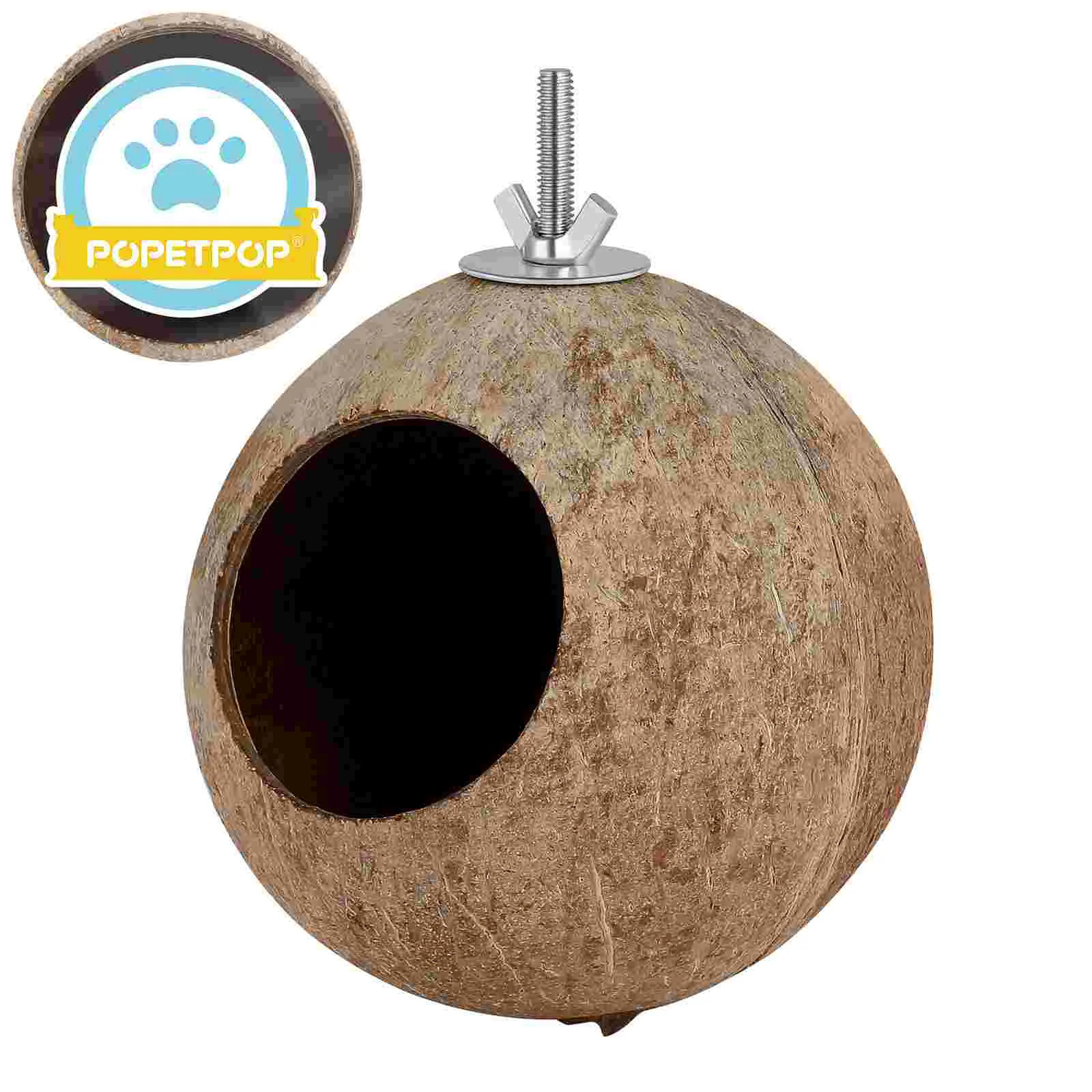 Birdcage Pet Bird Nest Hanging Bird Coconut Shell Bamboo Wood 250403