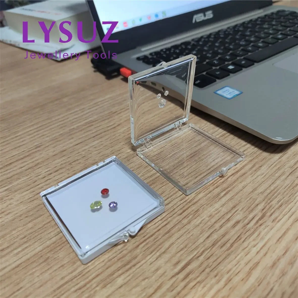 10pcs Adhesive Gems Box Diamond Display Box Show Case Packaging Tray Jewelry Acrylic Sticky Small Gemstone Modeling 250407