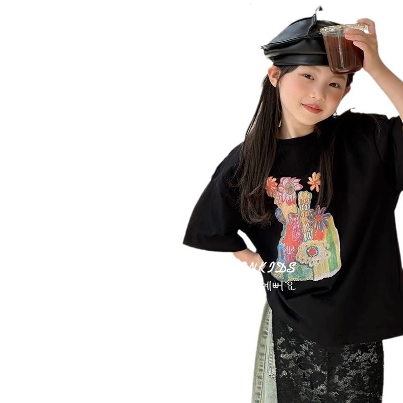 Ddmyshoesvip Korean Clothing Girls Printed Short Sleeved Summer Children S Pullover Half Sleeve T Boys Stylish Top T Shirt