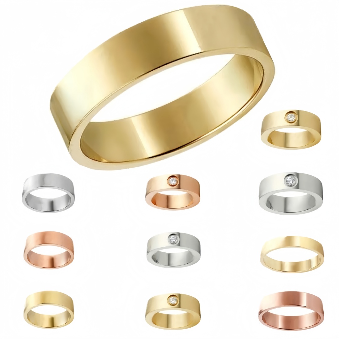Luxury Classic Gold Ring Designer Ring Fashion Unisex Cuff Ring Couples Bangle Silver Ring Jewelry Valentine's Day Gift Party Travel Women and Men Diamond Band Rings