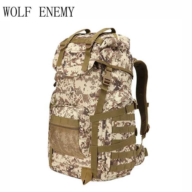 Outdoor Tactical Backpack 60L Hunting bag Trekking Sport Travel Rucksack Camping Hiking Camouflage Bag Assault KnapsackC250407