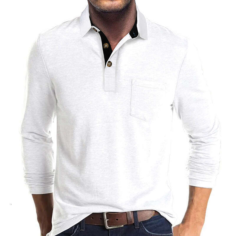 European American long sleeved lapel T-shirt men's autumn and winter base shirt top polo wholesale new casual fashion trend clothing
