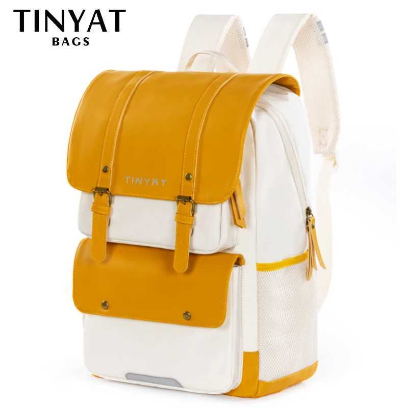 TINYAT Waterproof Shoulder Bag for Women Large Capacity Mens Backpack with 5 Pockets School Bag for 13 Laptop to Daily UseC250407
