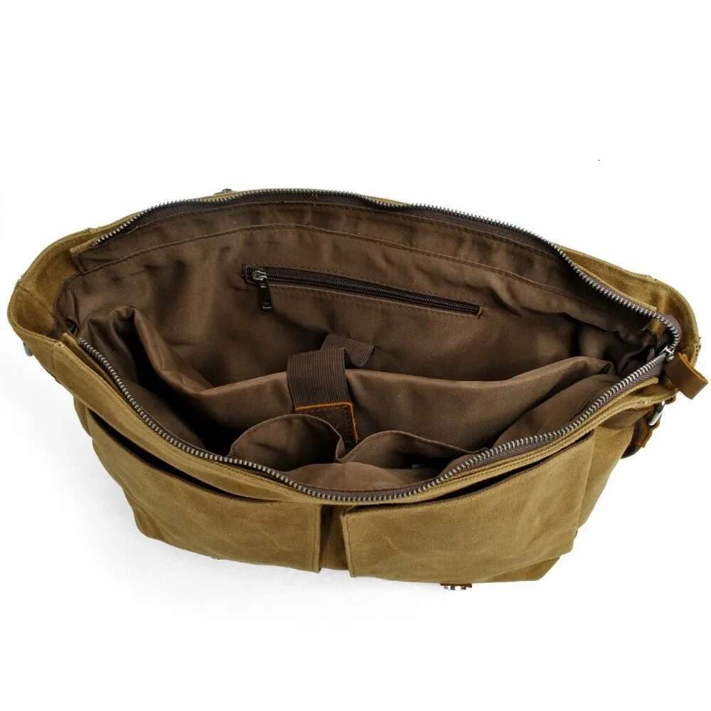 B72 High Quality Male Briefcases Business Unisex Messenger Canvas Crazy Horse Leather Travel Crossbody Shoulder Bags