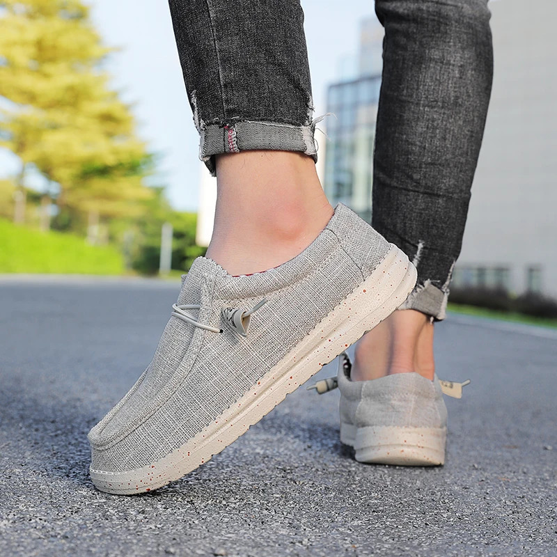 Mens Canvas Shoes Summer Breathable Slip-On Loafers Mens Casual Sports Shoes for Wide Feet Large Size Mens Shoes 4647 251107