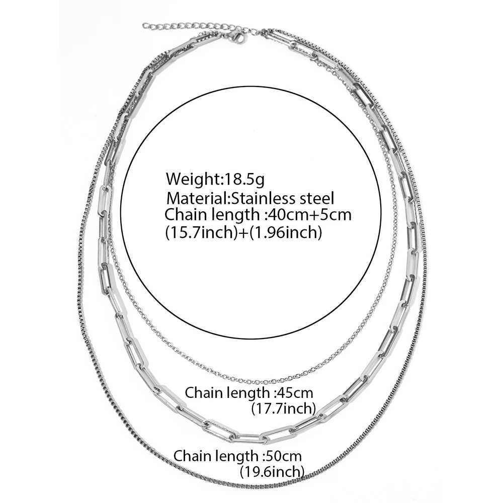 Stainless steel necklace classic three-layer hollow chain fashionable and simple necklace suitable for womens jewelry non fading high quality Y250408