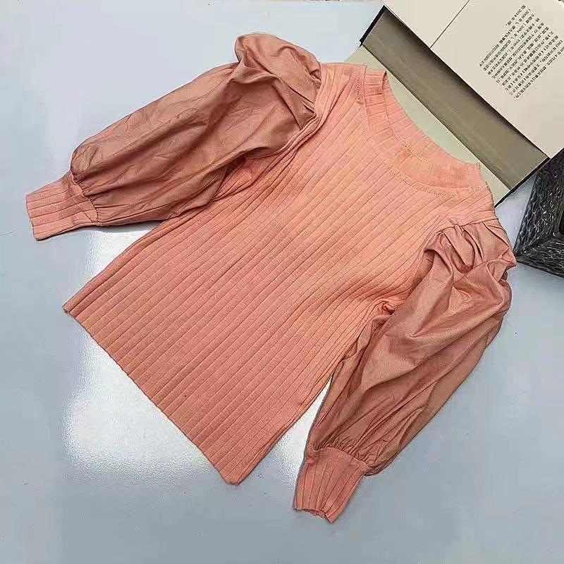 Ddmyshoesvip Girls Spring Dress Primer New Children S Bubble Pit Strip Long Sleeve T Shirt For Wearing Outside Baby Casual Top