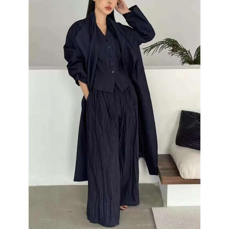 EOEN Fashion Solid Color Vest Set Woman High Quality Elegant Urious Trouser Suit Two-Piece Set 2025 For Summerladies