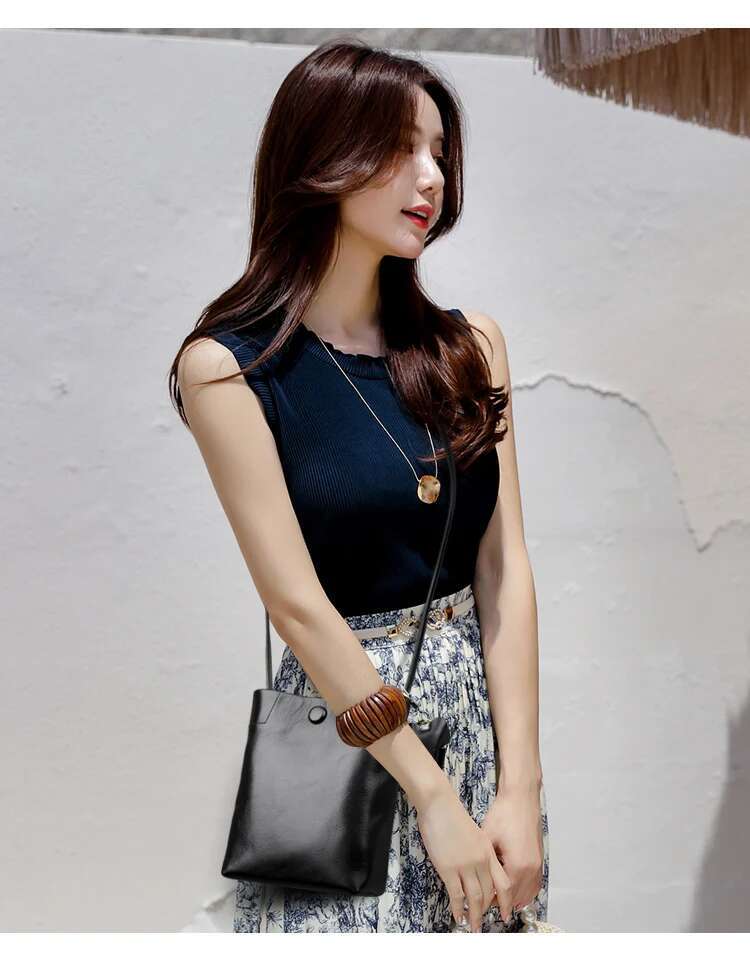 100% Genuine Leather Shoulder Women Crossbody Purse Designer Top Layer Plant Tanned Cowhide Phone Vertical Soft Bag