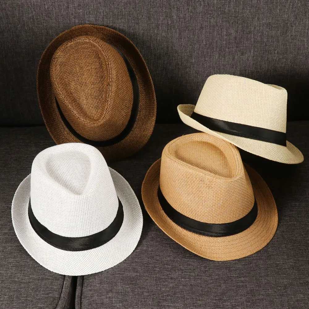 Fashion Beach Sun Summer Wide Brim Straw Panama Casual Jazz Dr Hat Cowboy Fe Hat Gangster UnisexC250407