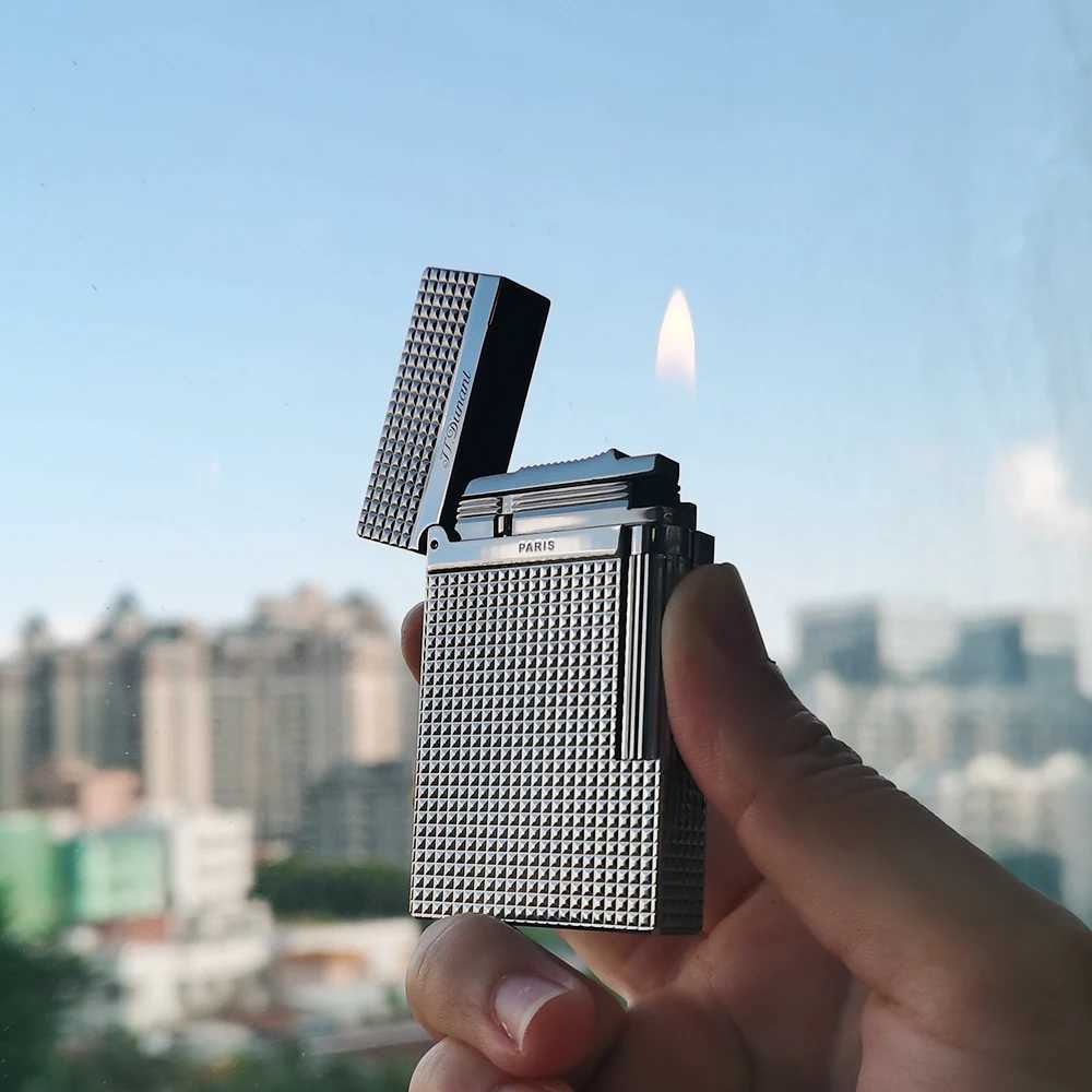 Memorial Dunant Lighters Gas Carving Cool Cigar Tool for Smokers Smoking Small Tool Single Soft FlameXJ250407