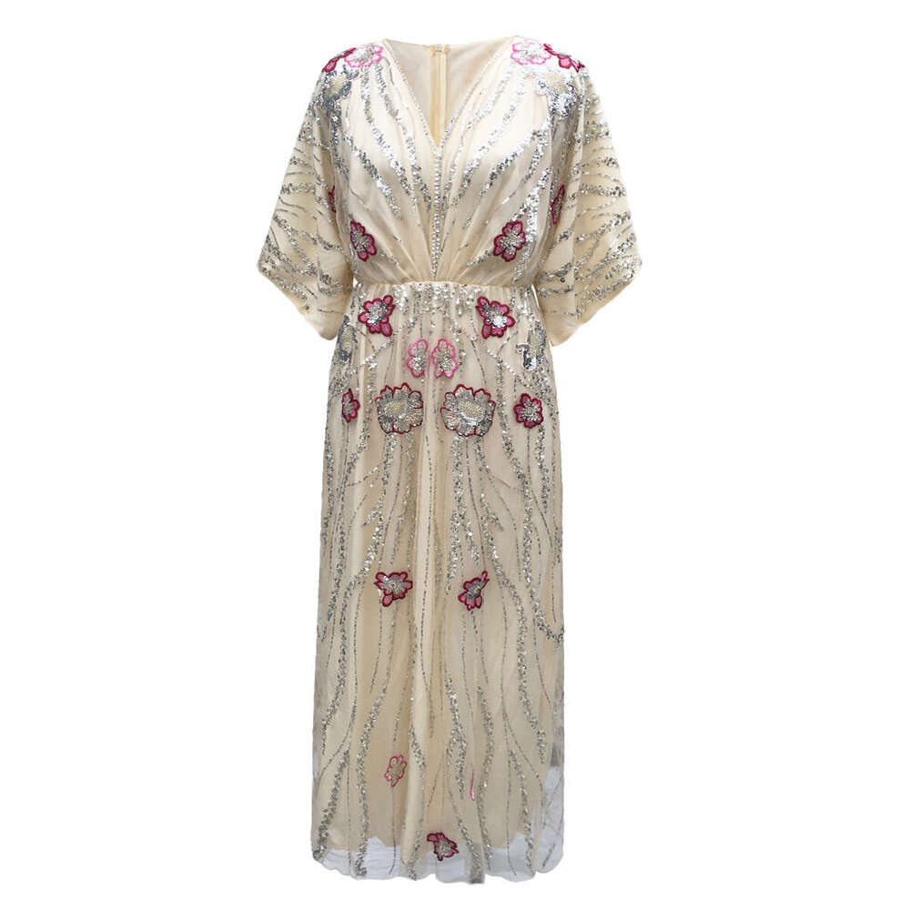 Cross-Border1920s Vintage Beaded Sequin Embroidered Evening Dress Ethnic Style Women