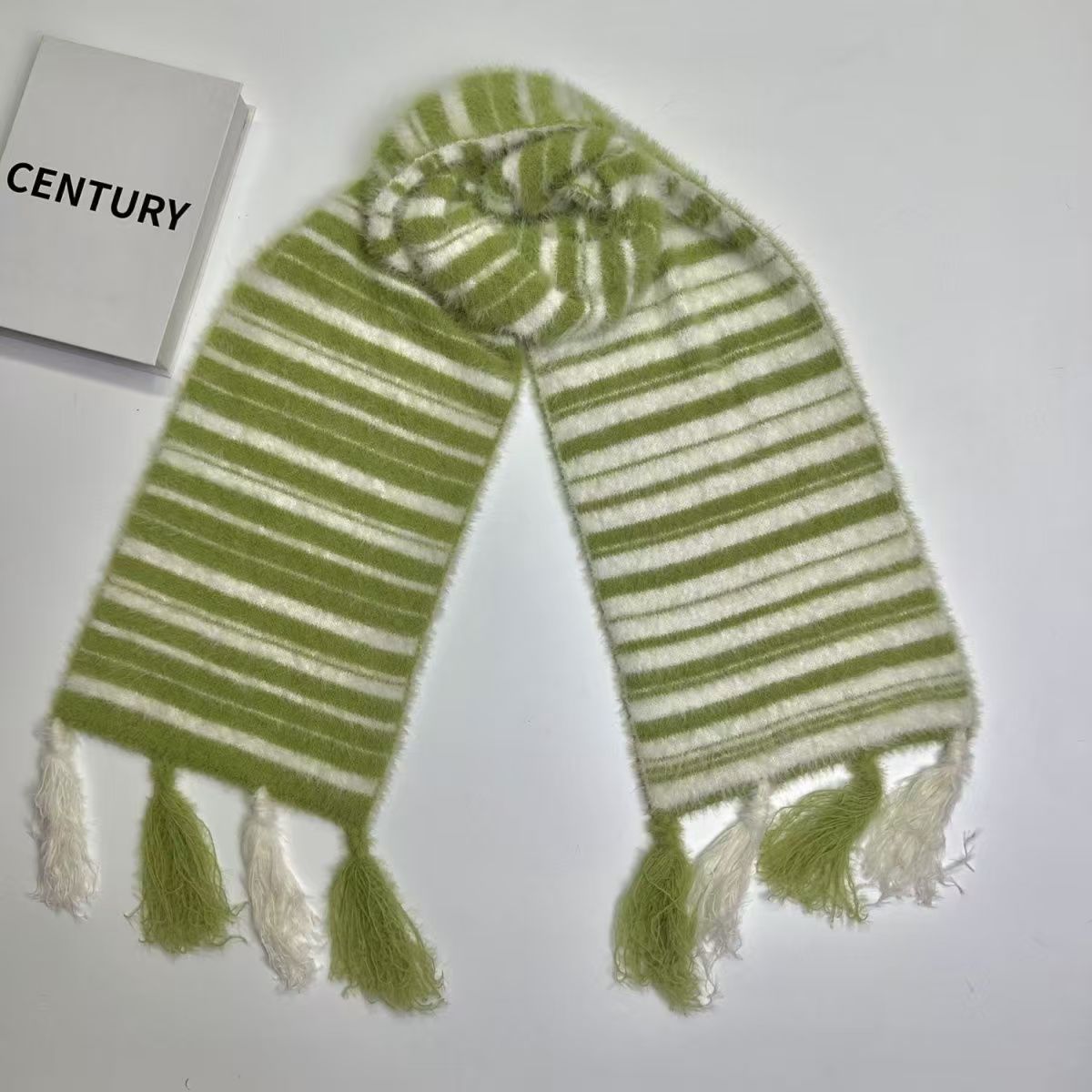 T438 wool high-grade striped color matching tassel scarf autumn and winter warm windproof couple all-match scarf neck