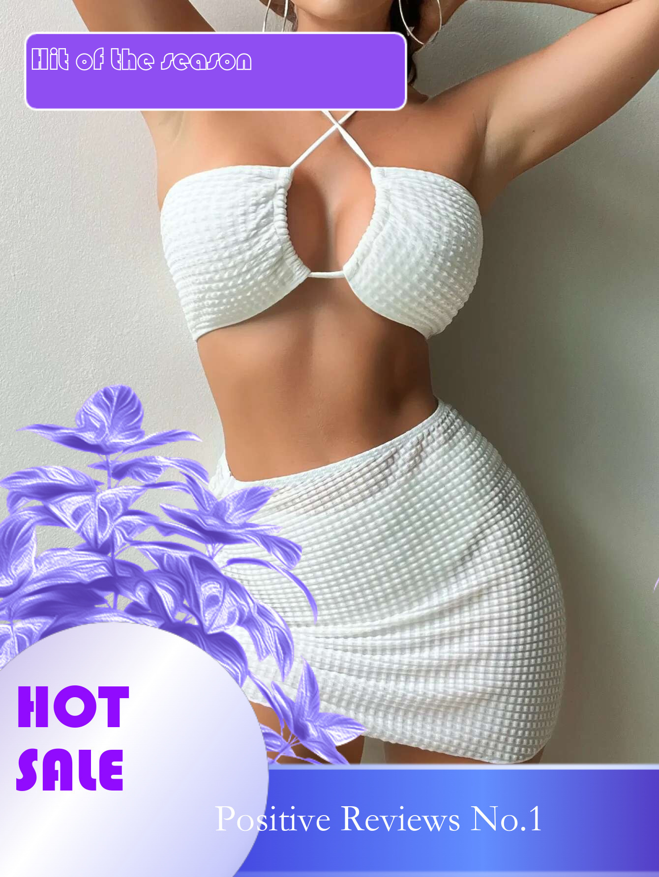Dongdumaoyi Piece Bikini Set Women White Black Halter Cross Push Up Pleate Skirt Swimsuit Beach Solid Bathing Suit Lace Swimwear