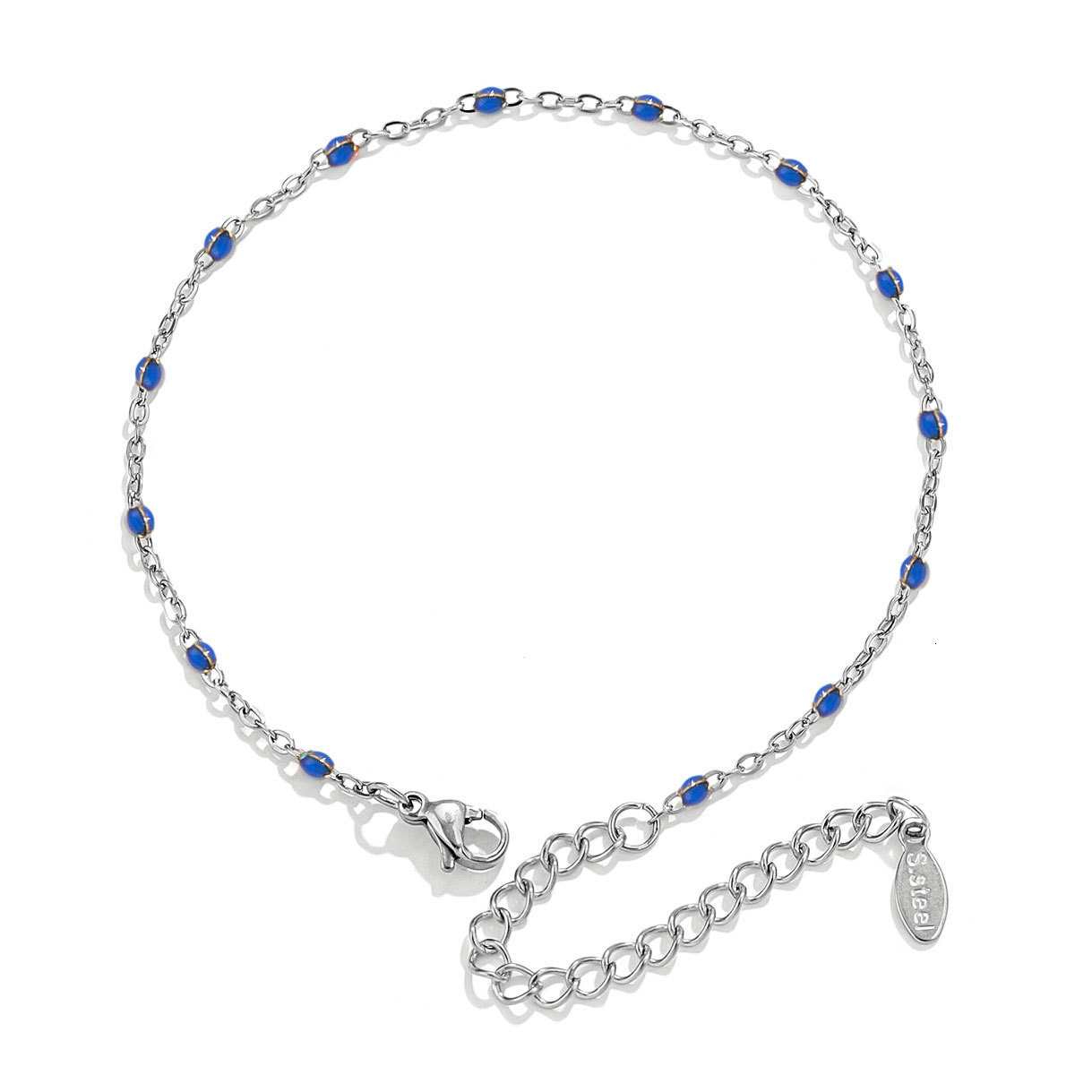 Dripping oil titanium steel niche design enamel cross chain bead jewelry bracelet