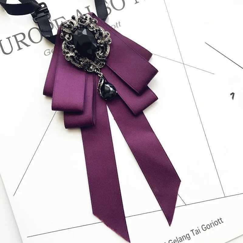 Vintage Crystal Fabric Bow Tie Brooch Korean Fashion Bowties Neckties for Wen White Shirt Collar Luxury Jewelry Accessories X250407