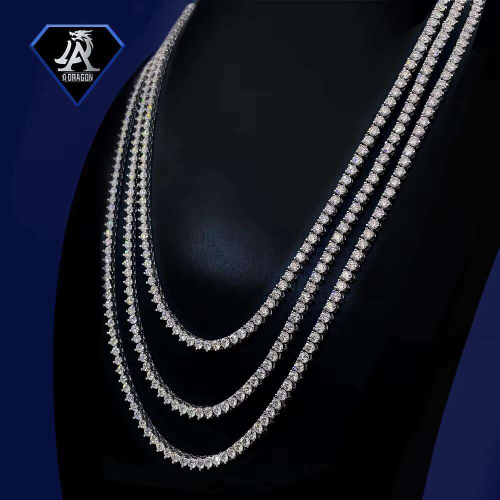 New Arrival 3mm 925 Silver Moissanite Single Stone Hip Hop Claw Necklace for Men