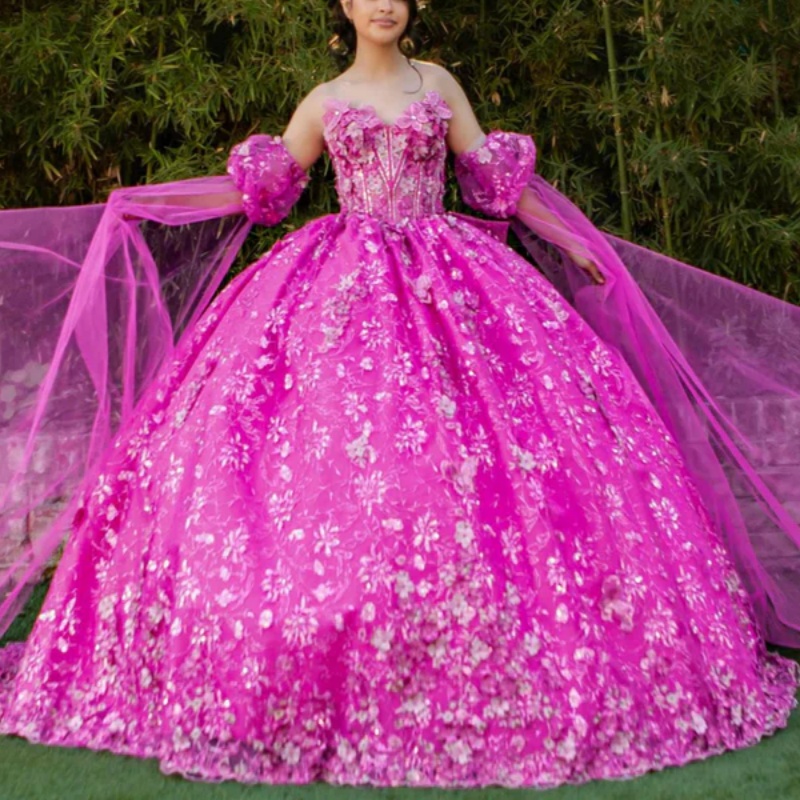 Rose Red Quinceanera Dresses Off Shoulder Ball Gown Sweet 16 Dress Sequin Applique Flower Beads Bow Tull Birthday Party Vestidos 15 De Anos