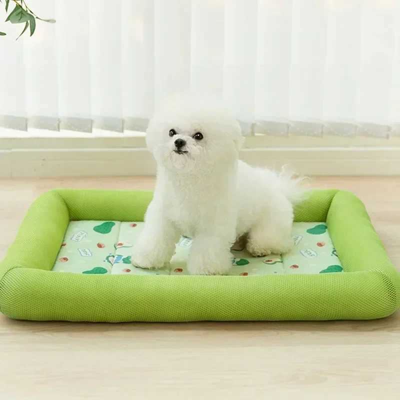 New S-XL Summer Cooling Pet Dog Mat Ice Mat Dog Sleep Square Mat Dog Pet House Top High Quality Cold Silk Dog Bed Y250407