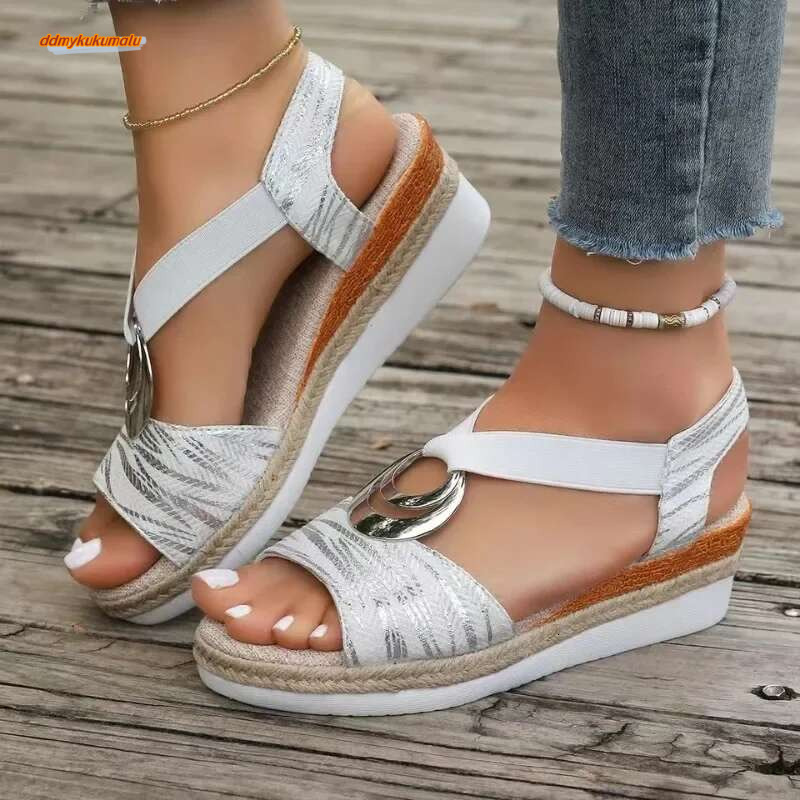 Women's Wedges 2024 Summer Snake Print Platform Gladiator Shoes Woman Comfort Casual Med High Heels Sandals ddmykukumalu