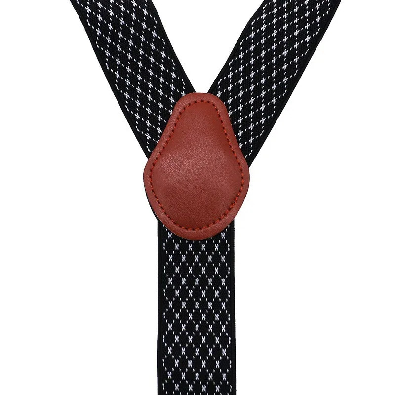Mens 35mm wide suspension brown leather decorative button end elastic tailcoat Y back mens fashionable pants bracket dad gift 250326