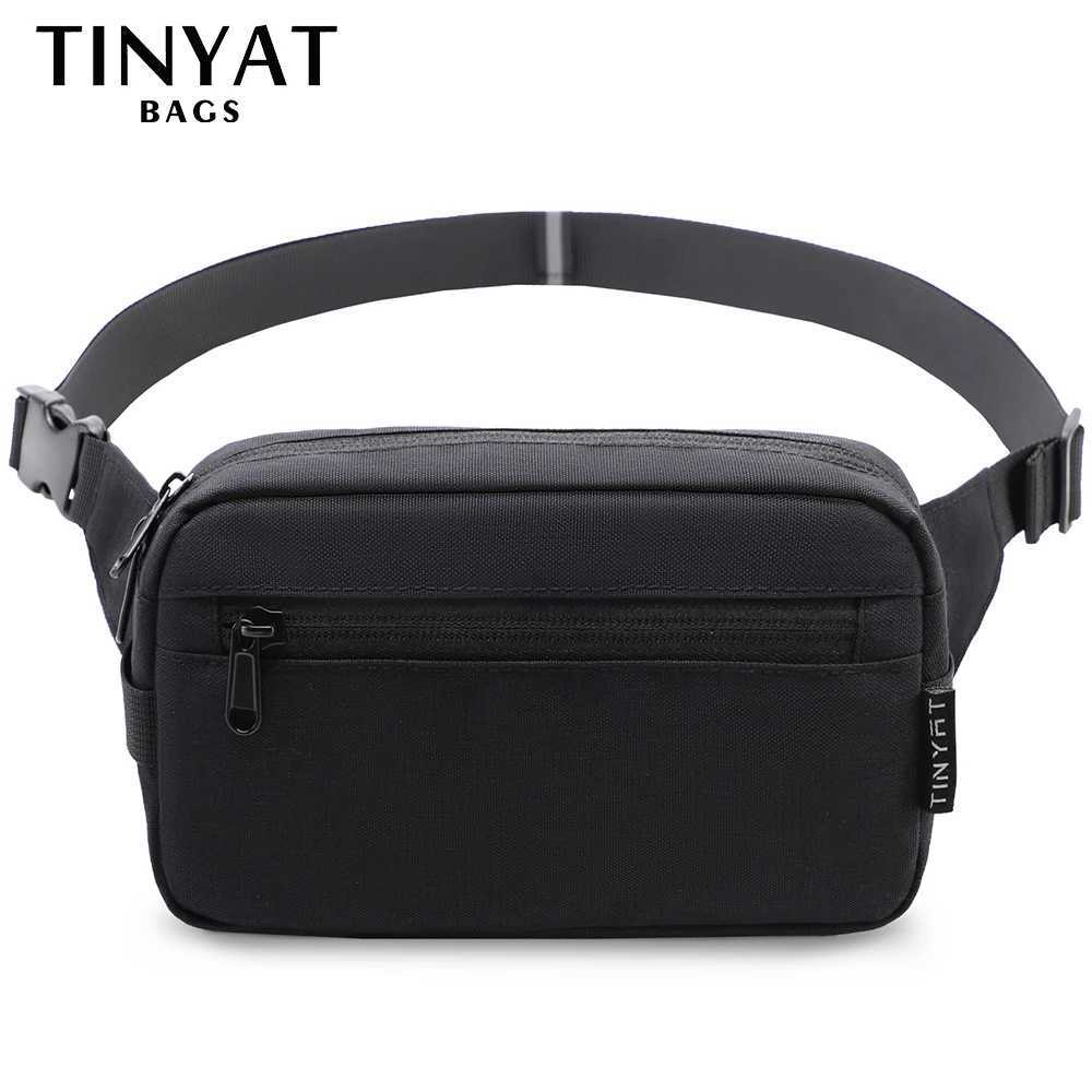Tinyat Mens Waist Bag Mobile Wallet Travel Big Womens Belt Bag Waterproof Shoulder Bag Black Fanny Bag Bum Bag Z250407