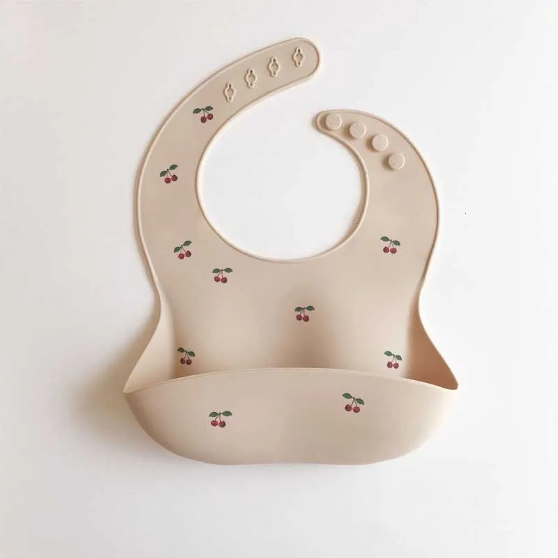 Waterproof Baby Bibs Soft Silicone Baby Feeding Bib Baby Stuff Solid Feeding Lemon Cherry Print Girl Boy Bibs Burp Cloths 250408