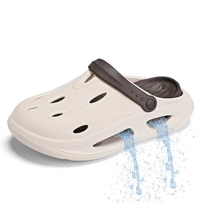 New Arrival Crocodile Mens Summer Family Slide Breathable Non slip Mens Soft Bottom Sandals with Empty Heart Drainage River Beach Shoes T250407