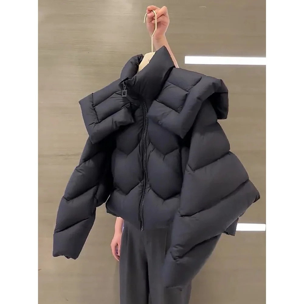 Women Thick Cotton Black Jackets Winter Warm Stand Collar Zipper Cotton Padded Coats Quilted Parkas Snow Wear Female Outerwear 251106